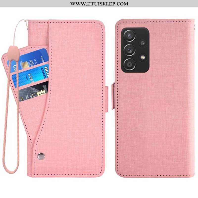 Etui Folio do Samsung Galaxy A53 5G Dżinsy Z Obrotowym Uchwytem Na Karty